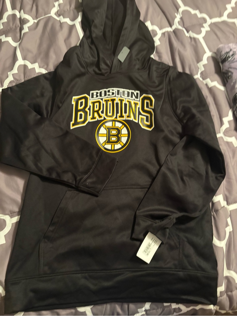 NHL Boston Bruins Black Pullover Hoodie with Gold Logo